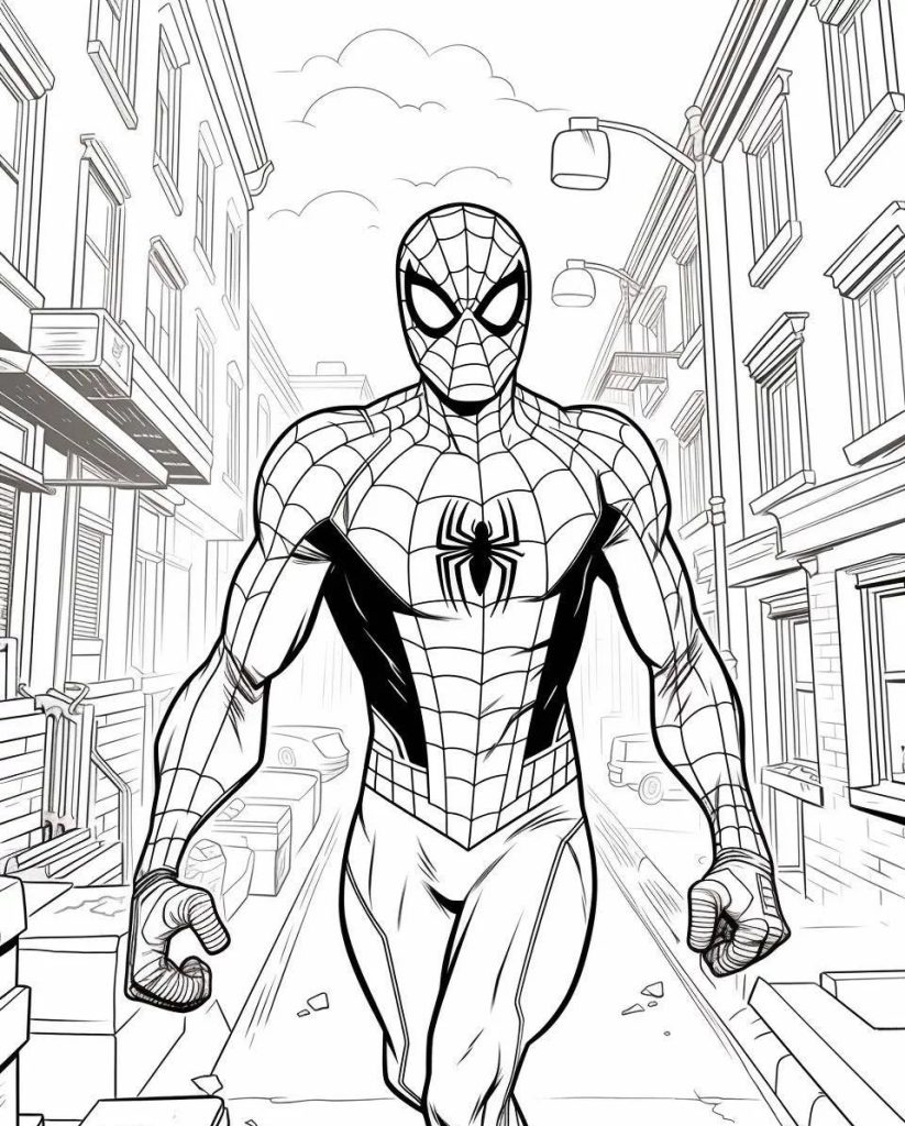 Disegno di Piccolo Spiderman da colorare per bambini