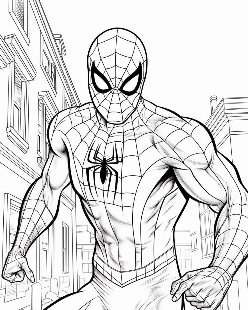 Disegni di Spiderman premuroso da Colorare