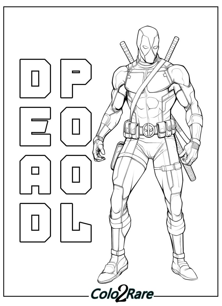 Disegni di Deadpool da Colorare. 15 Unica Supereroi – Stampa