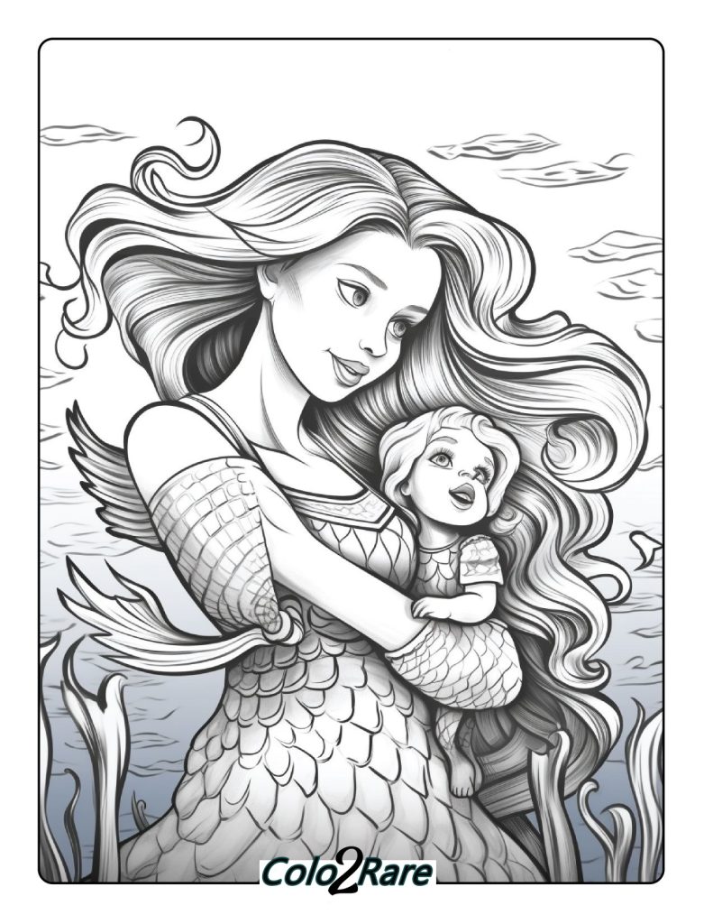 Colorare Sirena e bambino