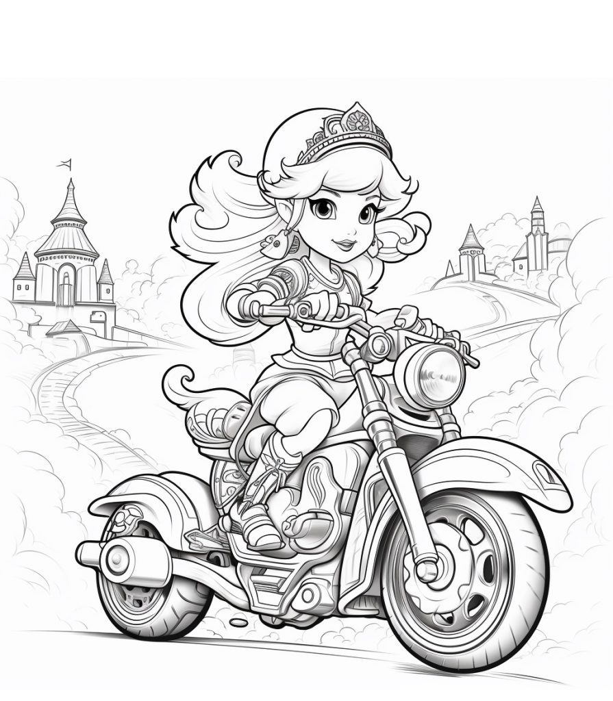 La principessa Peach in motocicletta