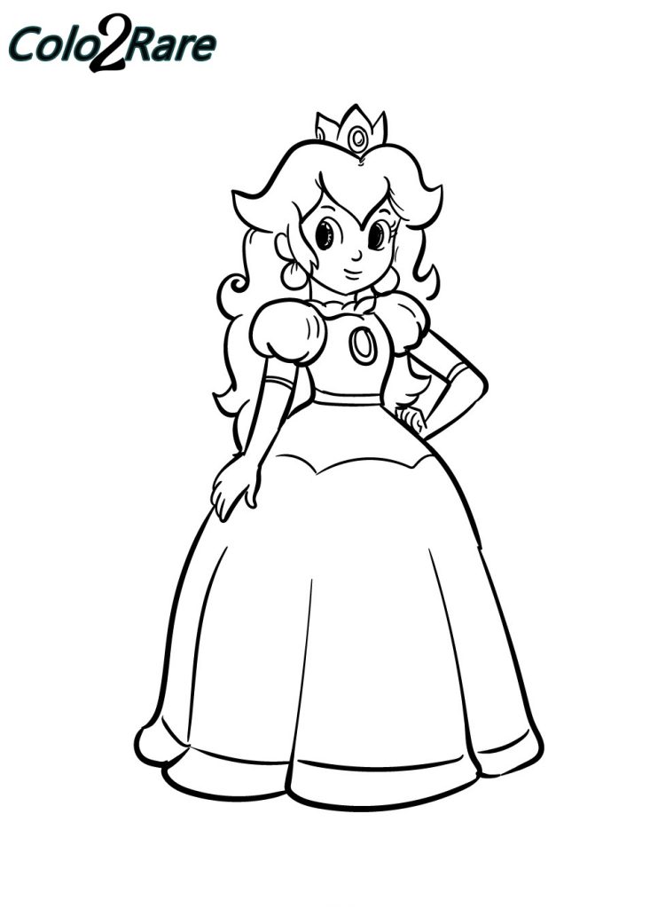 Pagina da colorare facile della Principessa Peach